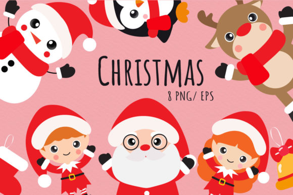 Cartoon Christmas Set Clipart for Website and Editorial Design