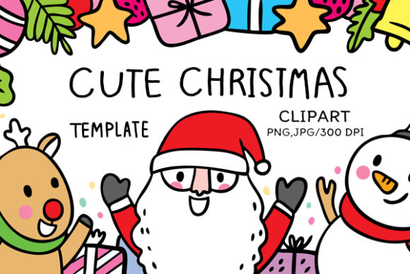Cartoon Cute Christmas Illustration for Branding and Packaging