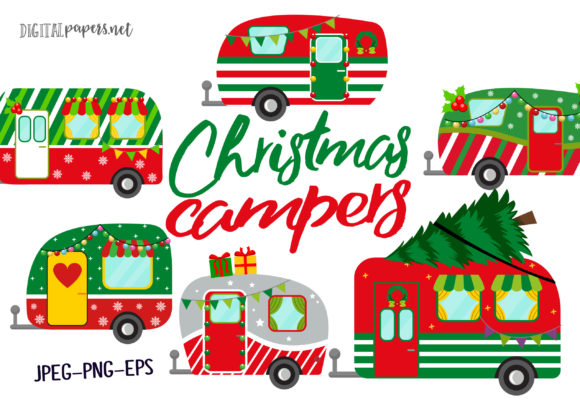 Christmas Campers Illustrations for Digital Product Creators