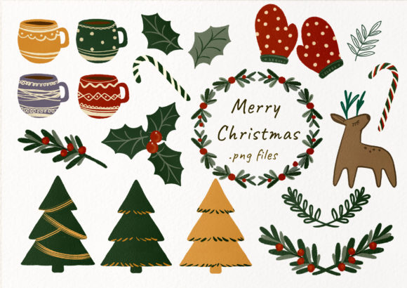 Christmas Cartoon Clipart Boho Review for Embroidery