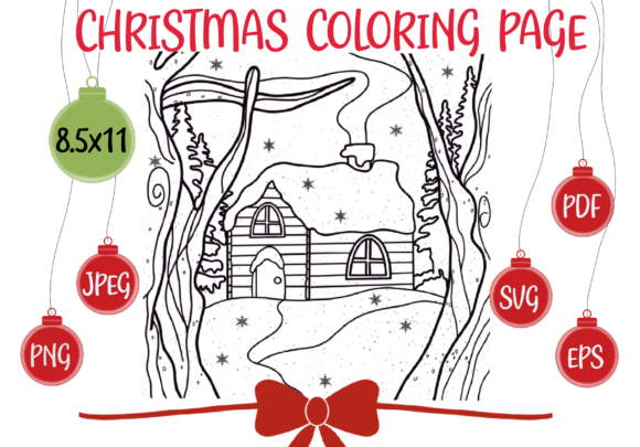 Christmas Coloring Page Scene Illustrations