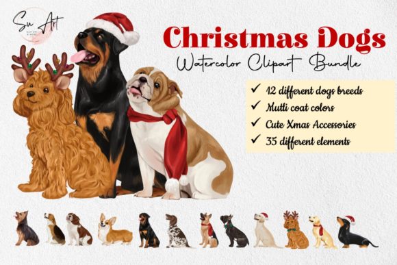 Christmas Dogs Clipart 12 Dog Breeds Review