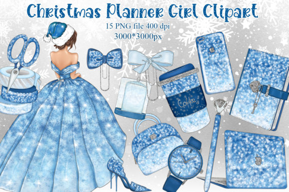 Christmas Girl CLIPART Winter Planner Illustrations