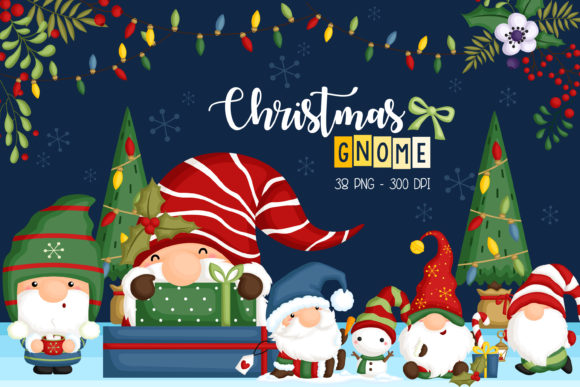 Christmas Gnome Clipart - Cute Christmas Set Illustrations