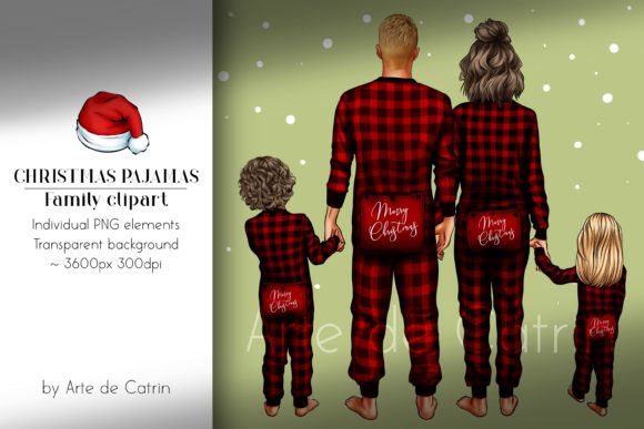 Christmas Pajamas Family Clipart PNG for Branding and Marketing