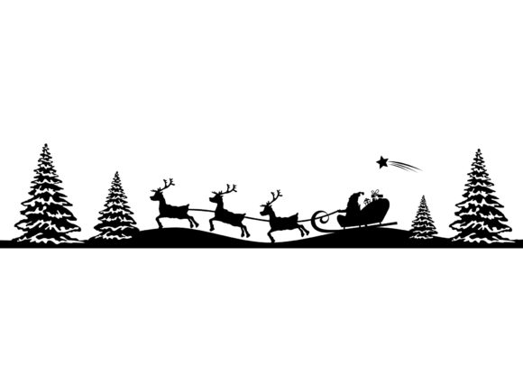 Christmas Silhouette Sleigh Tree Illustration Review