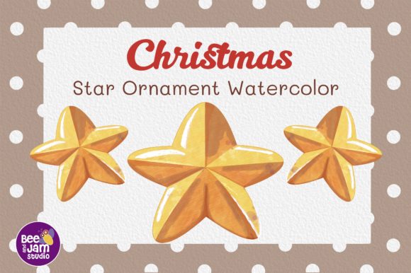 Christmas Star Ornament Watercolor Illustration