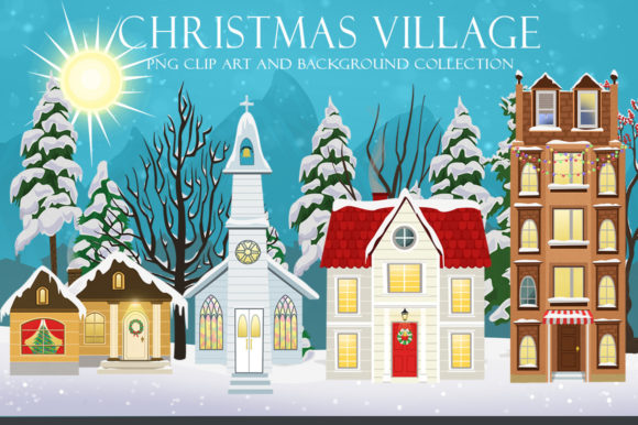 Christmas Village Graphics Collection for Illustrations