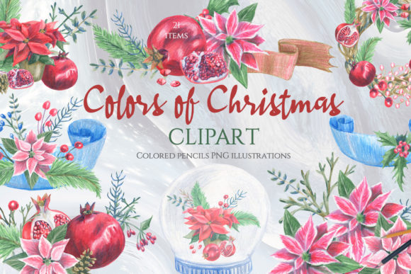 Colors of Christmas Clipart for Illustrations
