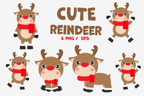 Cute Reindeer Cartoon Christmas Illustration