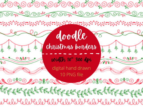 Doodle Christmas Borders Hand Draw Illustrations
