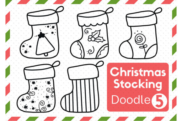 Doodle Christmas Stocking Set11 Illustrations