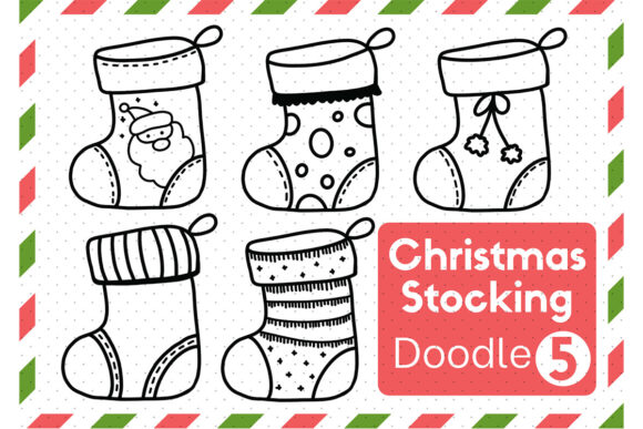 Doodle Christmas Stocking Set7 Illustrations