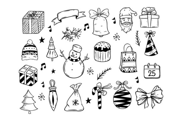 Hand Drawing Christmas Elements for Local Business Branding