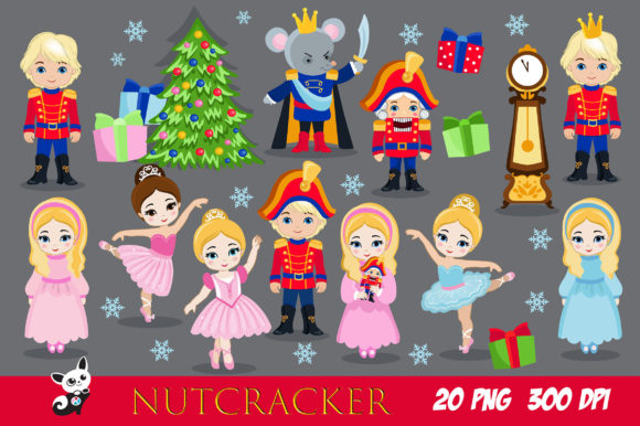 Nutcracker Ballet Christmas Set Illustrations