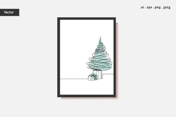 One Line Drawing Christmas Tree Illustrations