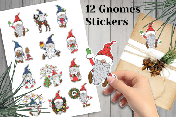 Printable Christmas Gnomes Stickers for Handmade Projects