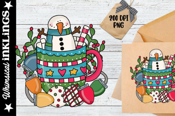 Sweet Snowman Christmas Cup Illustration