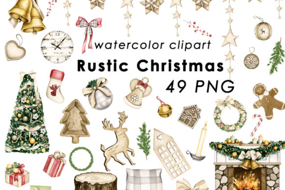 Watercolor Rustic Christmas Clipart for Blog and Website Design