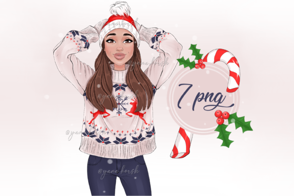 Winter Fashion Girl Christmas Clipart for Handmade Creations