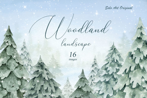 Woodland Landscape Spruce Christmas Tree Illustration