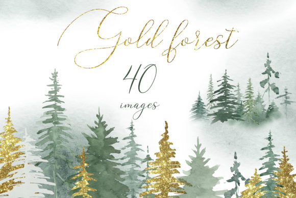 Woodland Pine Trees Christmas Illustrations